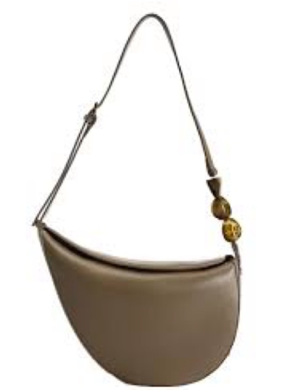 Zara Taupe Crescent Shoulder Bag with beads